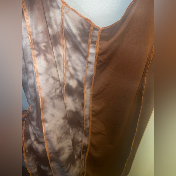 Fashion Nova Stitch one shoulder  Dress Tie Die Brown/Combo - Picture 6 of 8